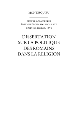 Couverture de Montesquieu - 09 Dissertation sur la politique des romains dans la religion